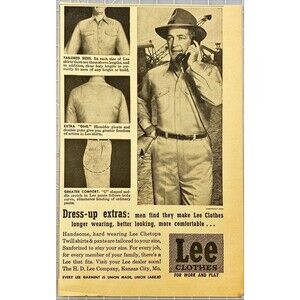 Lee Clothes Chetopa Twill Shirts & Pants "For Work and Play" Vtg Print Ad 1954